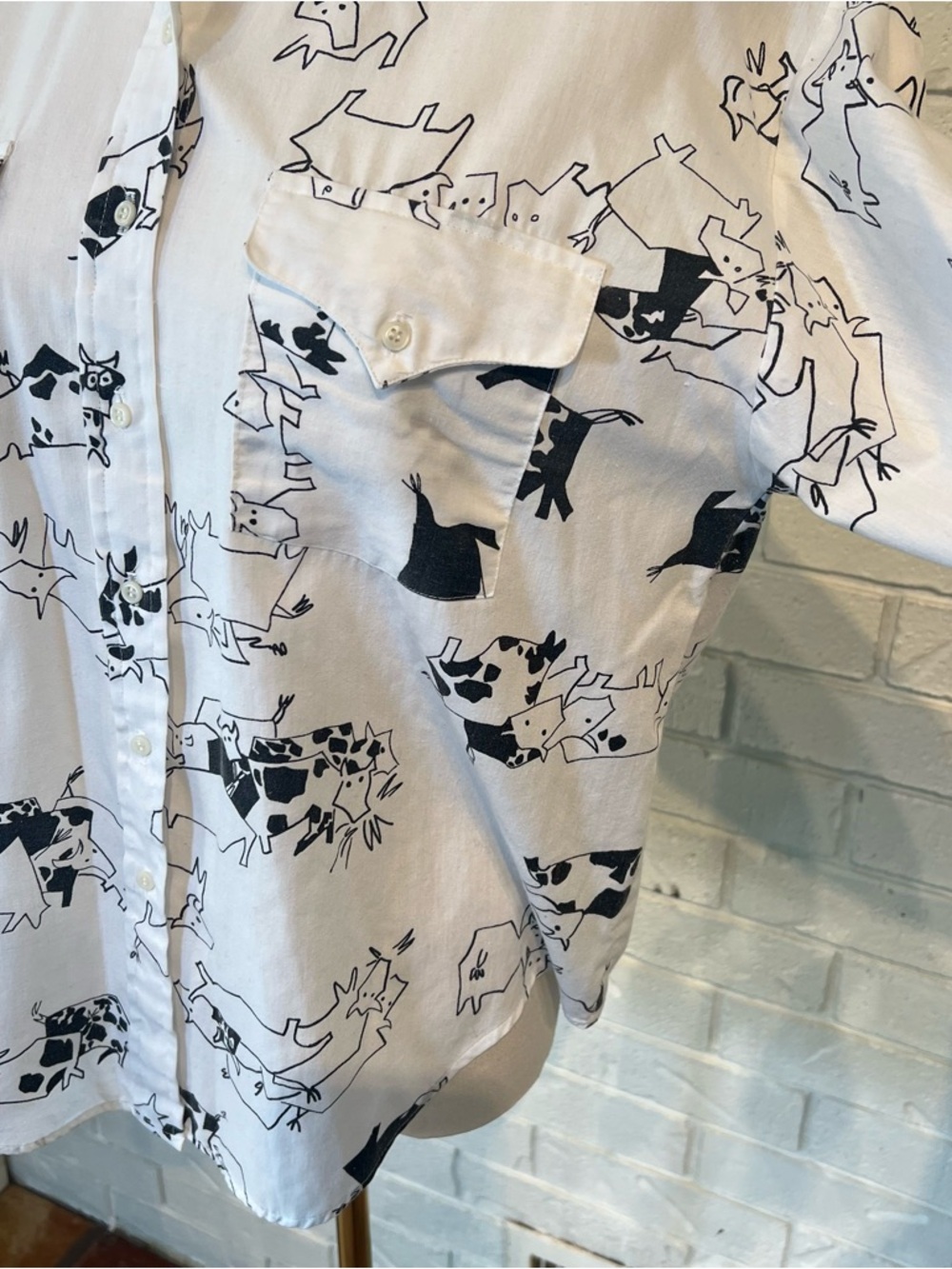 Vintage Panhandle Slim Western Cow Print Button-Up Shirt Womens M - Picture 2 of 8